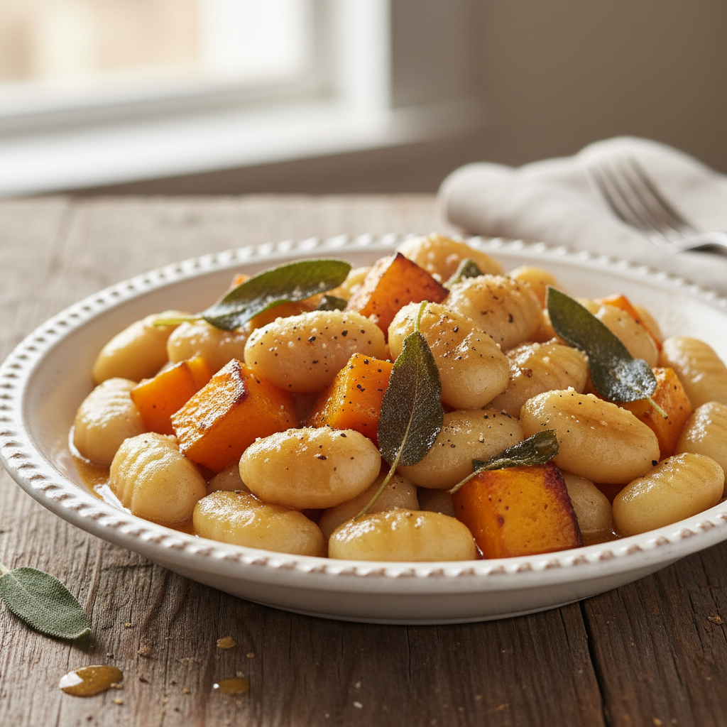 Kremowe gnocchi z pieczoną dynią, szałwią i palonym masłem - zdjęcie 1