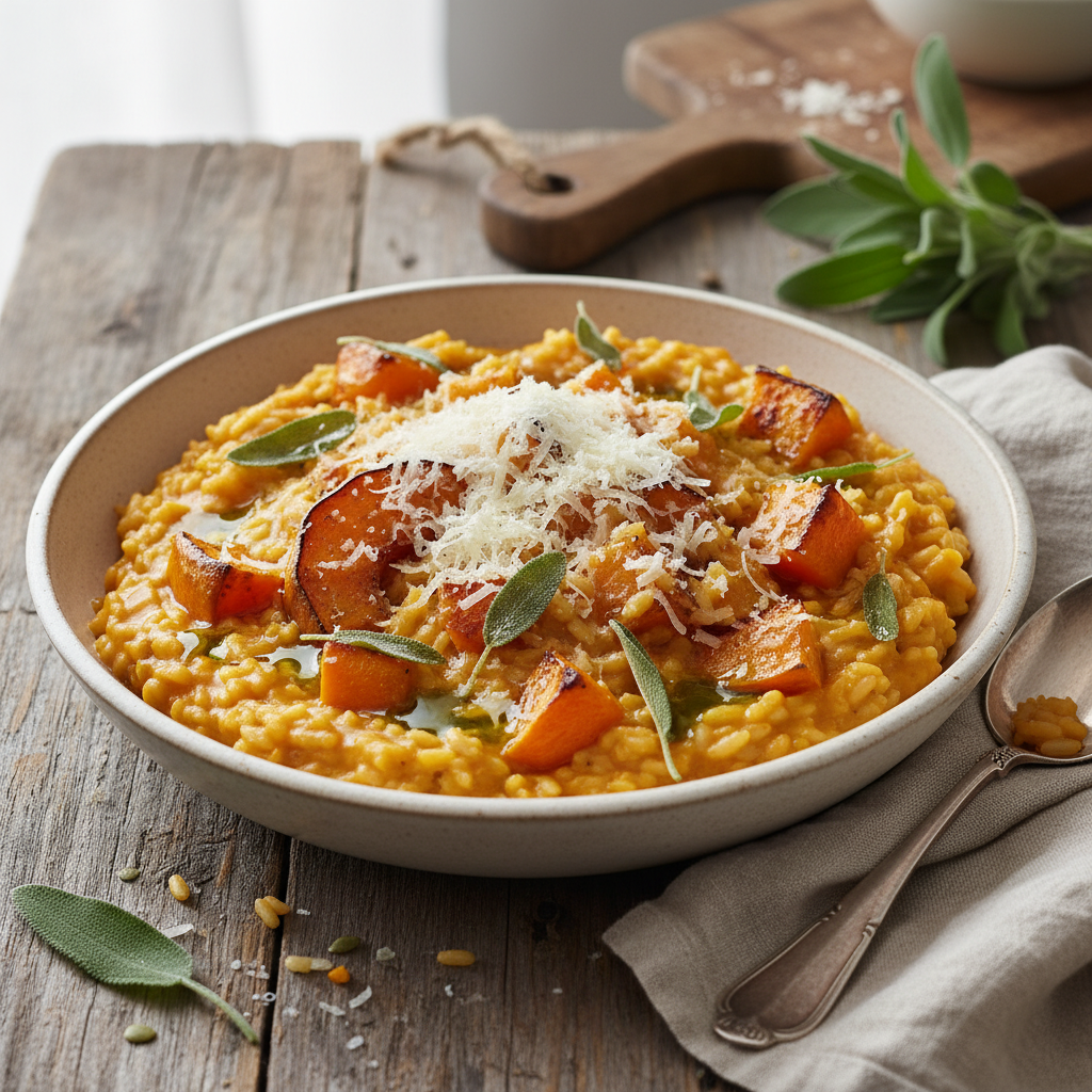 Kremowe risotto z pieczoną dynią, szałwią i parmezanem - photo 1