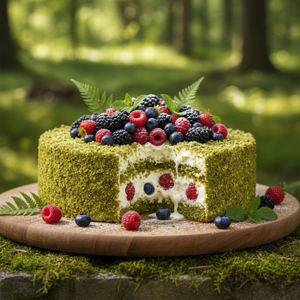 Photogenic Forest Moss Cake with Mascarpone Cream and Forest Fruits - photo 1