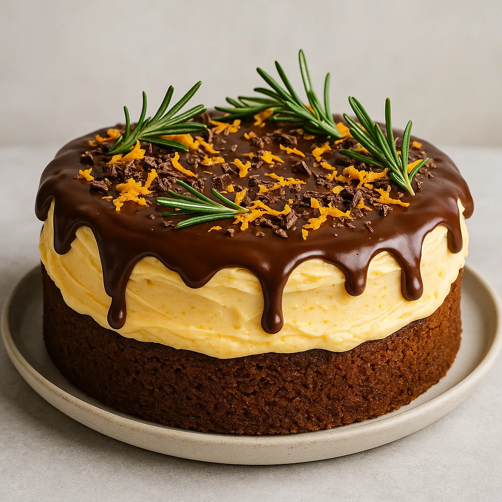 Christmas Gingerbread Cake with Orange-Cream Cheese Frosting and Chocolate Glaze - photo 1