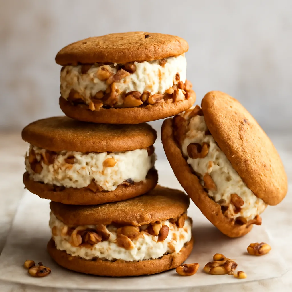 Caramel-Nut Ice Cream Sandwiches with Browned Butter Cookies - photo 1