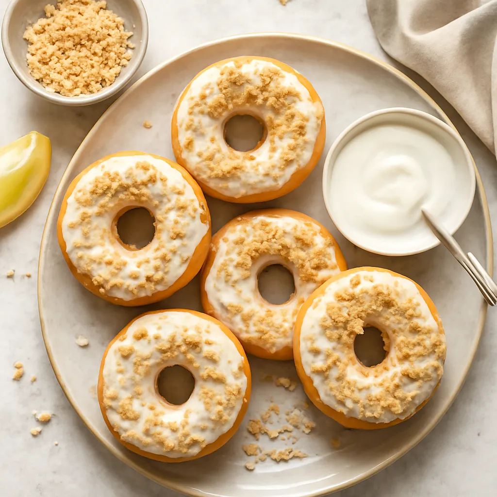 Baked cheese-lemon donuts with yogurt glaze and coconut crumble - photo 1
