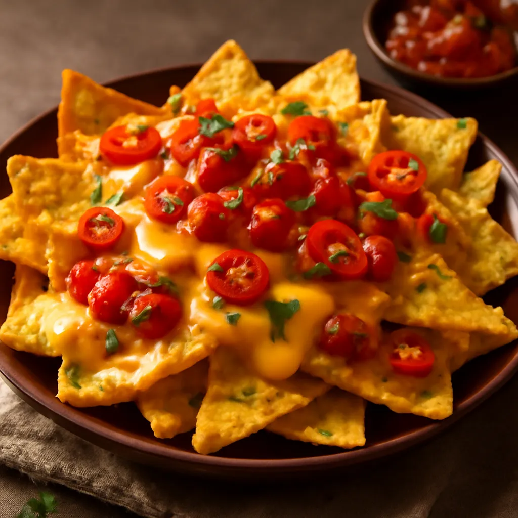 Spicy nachos with cheese and salsa sauce - photo 1