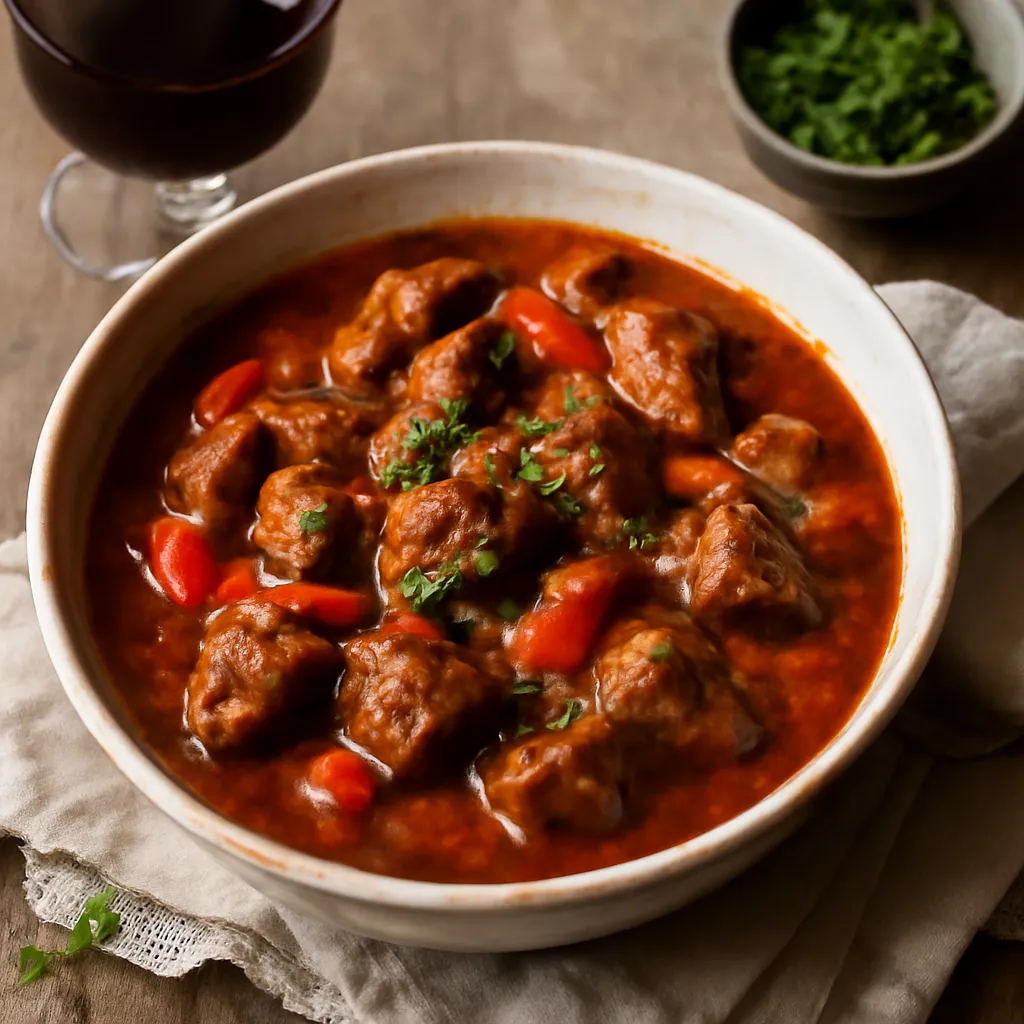 Beef goulash with red wine (Hungarian style) - photo 1
