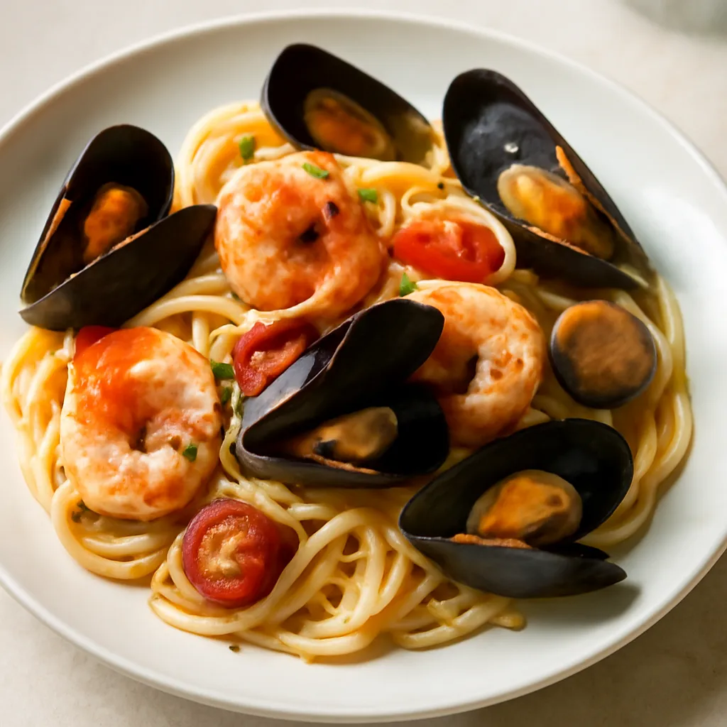 Pasta with seafood - photo 1