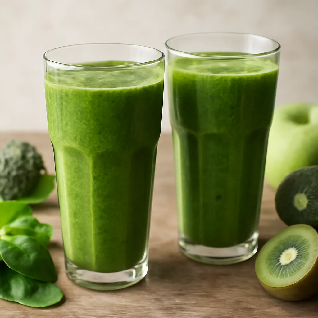 Zielone smoothie w strzelistych szklankach - zdjęcie 1