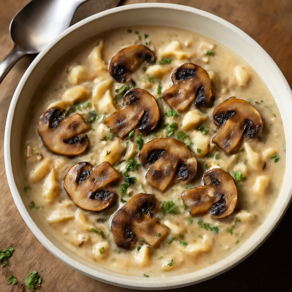 Mushroom soup with pasta - photo 1