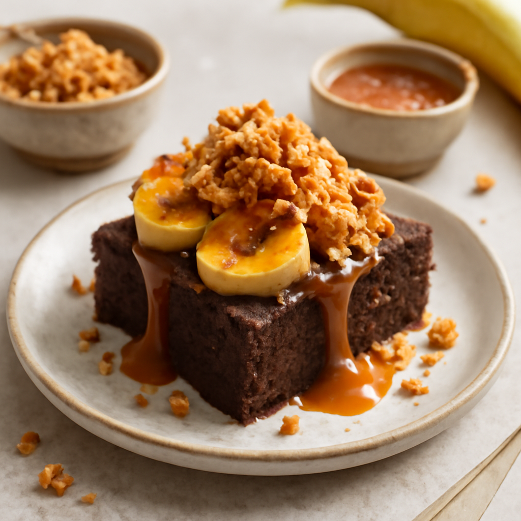 Bananowo‑czekoladowe brownie ze słonym karmelem i chrupiącą kruszonką - zdjęcie 1