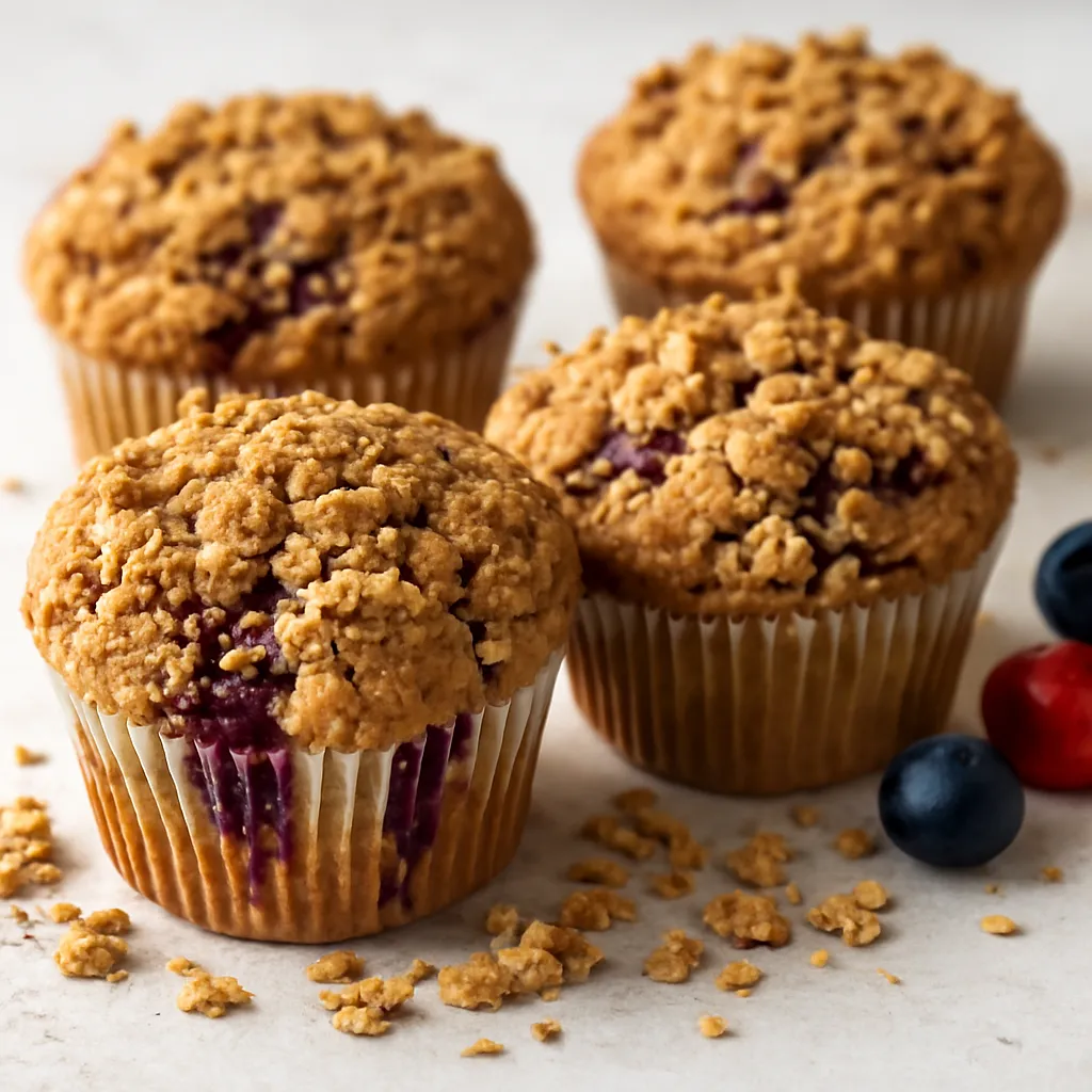 Muffins with a mix of forest fruits and crunchy oat crumble - photo 1