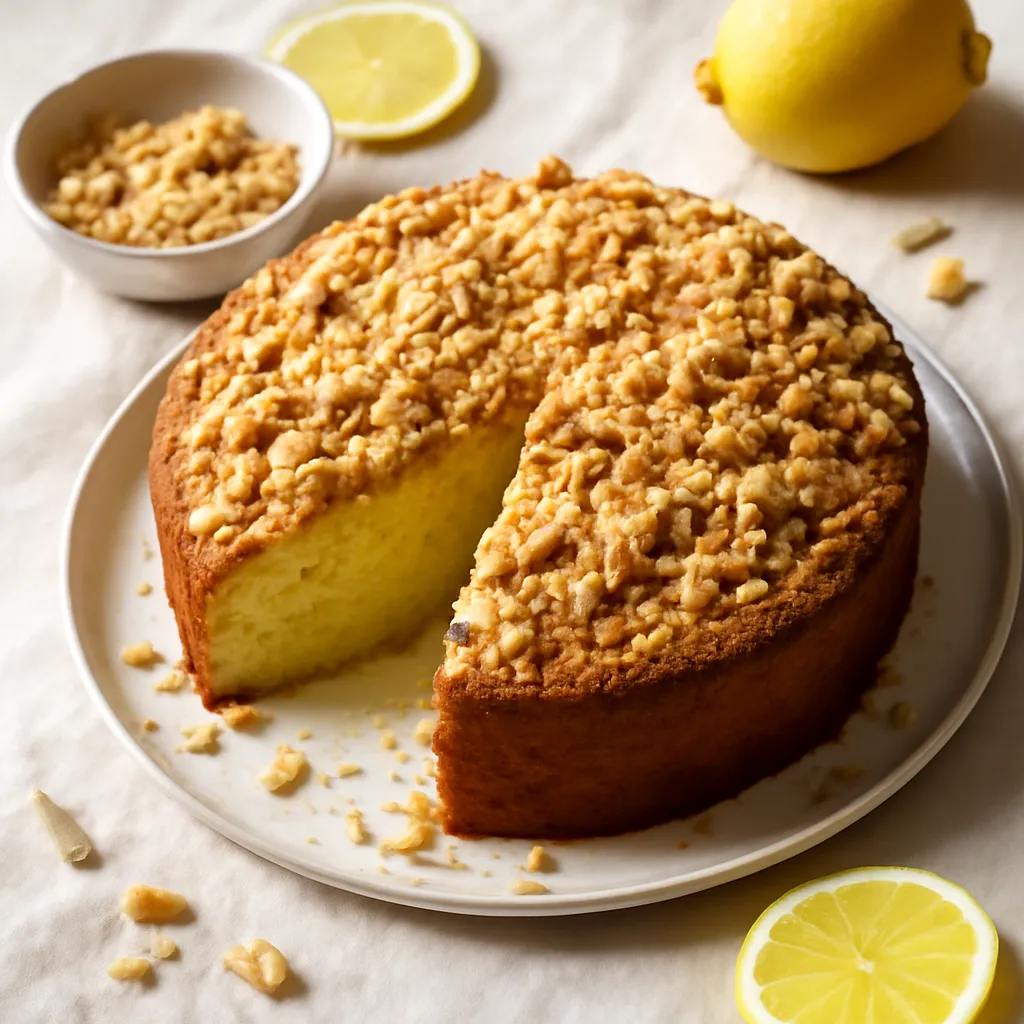 Fluffy lemon-yogurt cake with almond crumble - photo 1
