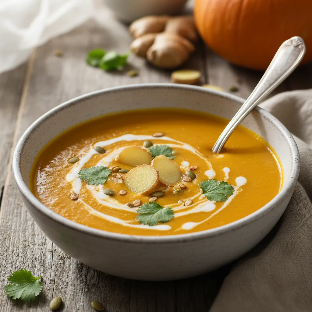 Aksamitny krem z dyni z imbirem i mleczkiem kokosowym - photo 1
