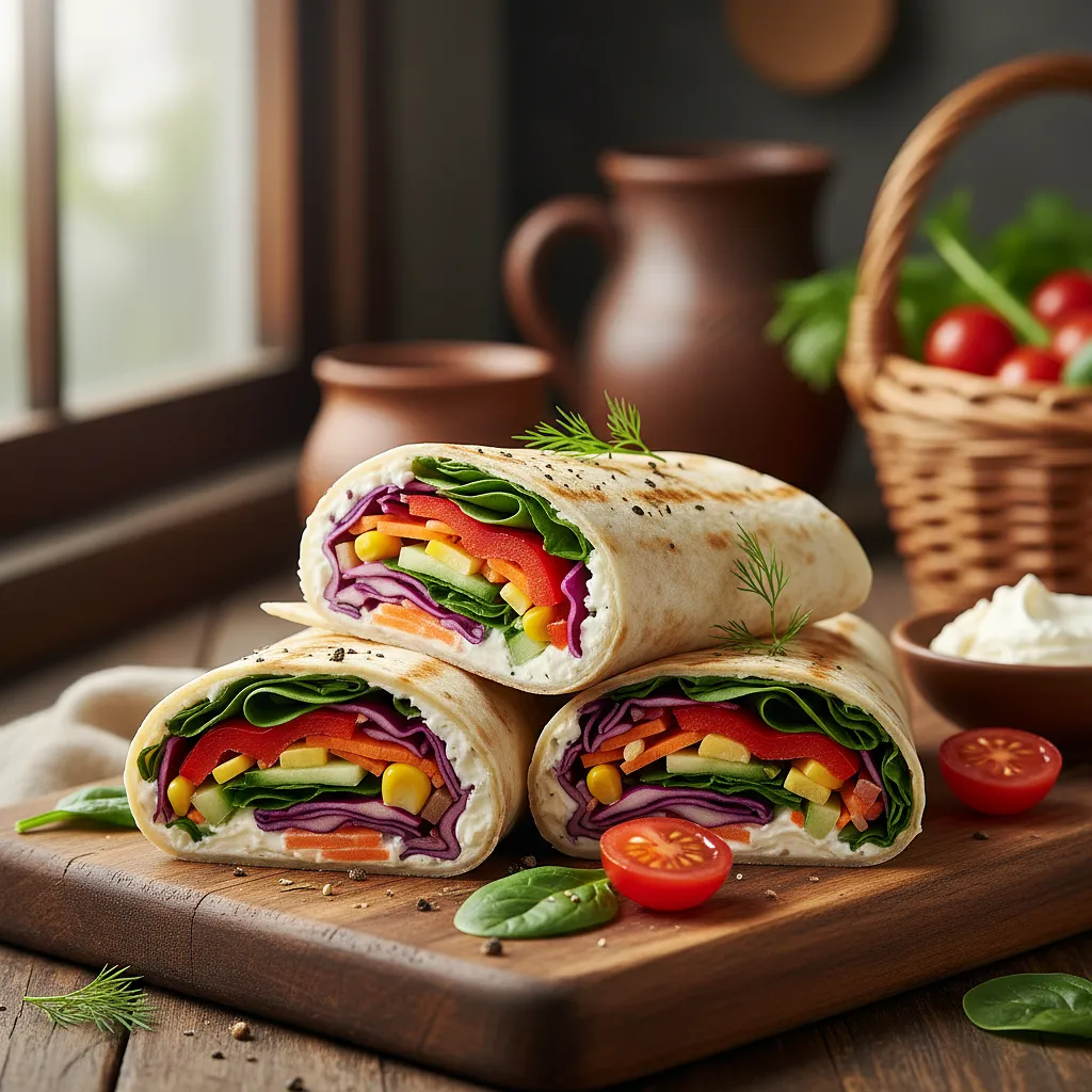 Roladki z tortilli z warzywami i serkiem śmietankowym - zdjęcie 1