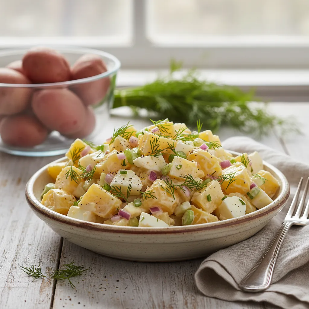 Klasyczna sałatka ziemniaczana z koperkiem - zdjęcie 1