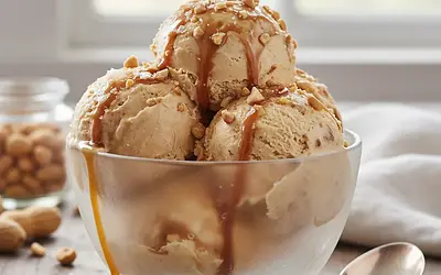 Homemade Peanut Butter and Salted Caramel Ice Cream