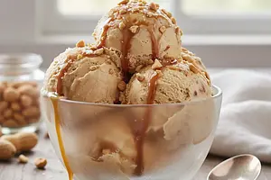 Homemade Peanut Butter and Salted Caramel Ice Cream