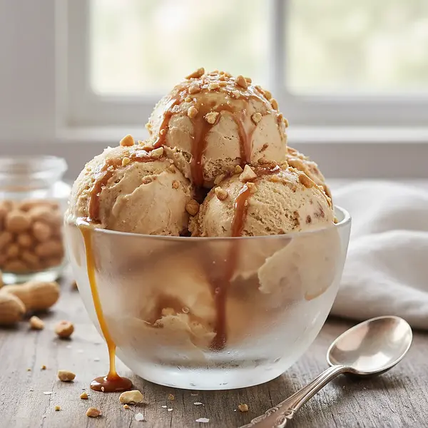 Homemade Peanut Butter and Salted Caramel Ice Cream