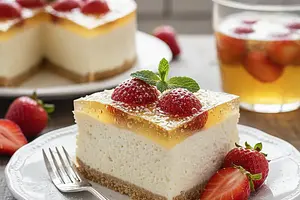 Summer Dessert of the Gods: Fluffy No-Bake Cheesecake with Strawberries and Prosecco Jelly