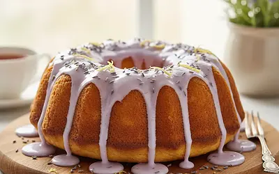 Fluffy Lemon Cake with Lavender Icing