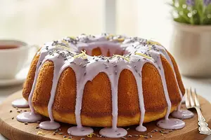 Fluffy Lemon Cake with Lavender Icing