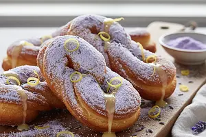 Lemon Faworki with Lavender Powdered Sugar