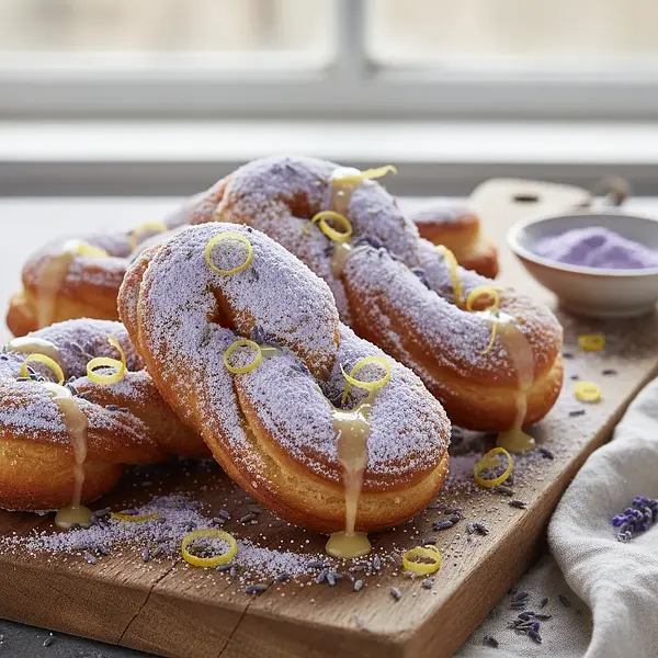 Lemon Faworki with Lavender Powdered Sugar