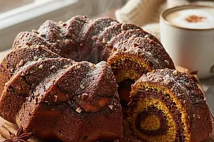 Autumn Whirl: Moist Chocolate-Pumpkin Cake with a Hint of Spice