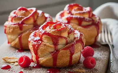 Carnival Roses with Puff Pastry and Raspberry Icing