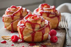 Carnival Roses with Puff Pastry and Raspberry Icing