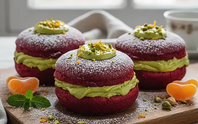 Velvety Donuts with Pistachio Cream and a Hint of Orange