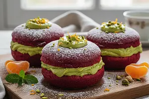 Velvety Donuts with Pistachio Cream and a Hint of Orange