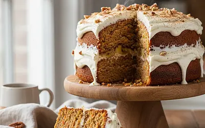 Velvety Carrot-Banana Cake with a Hint of Spice and Cream Cheese Frosting