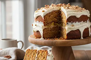 Velvety Carrot-Banana Cake with a Hint of Spice and Cream Cheese Frosting