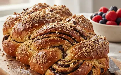 Challah with Peanut Butter and Chocolate Crumble