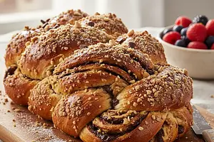 Challah with Peanut Butter and Chocolate Crumble
