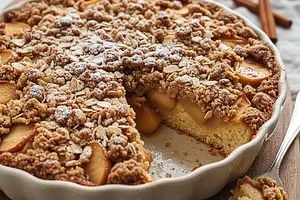 Buttery Crumble Cake with Caramelized Apples and Cinnamon Topping