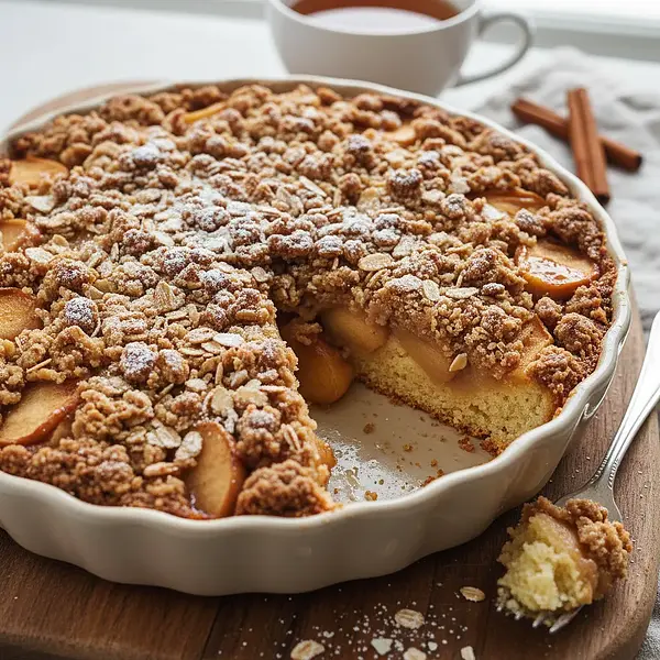 Buttery Crumble Cake with Caramelized Apples and Cinnamon Topping