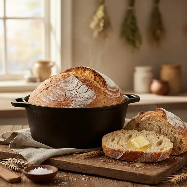 Rustic Buttermilk Bread from a Pot with a Crispy Crust