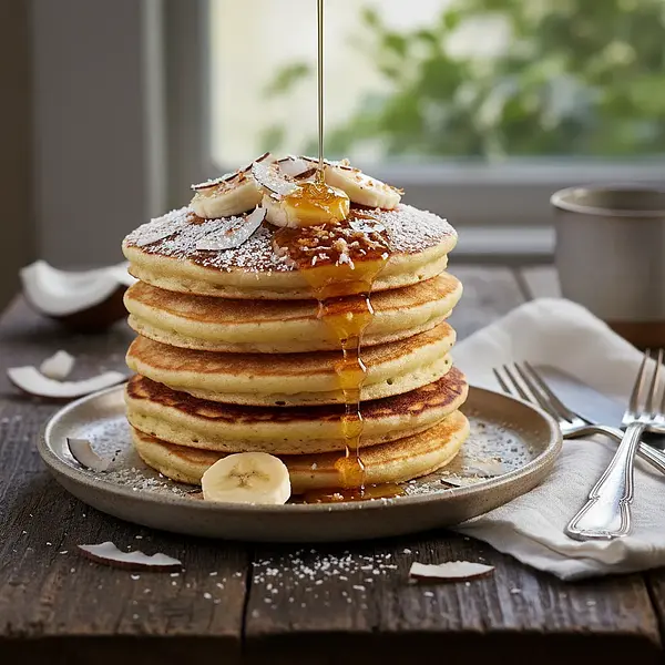 Fluffy Banana Pancakes with a Hint of Coconut - Champion's Fit Breakfast