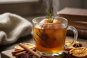 Autumn Spiced Tea with Roasted Apple and Rosemary