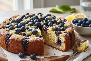 Quick Yogurt Cake with Blueberries and Lemon Crumble