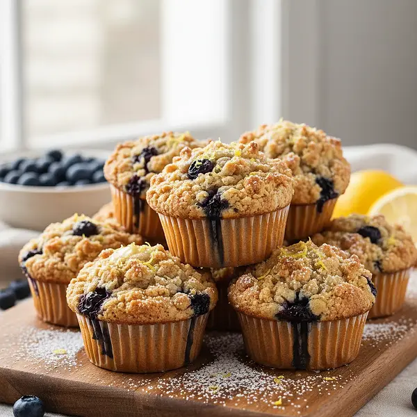 Jagodowe Muffiny z Maślaną Kruszonką i Nutą Cytryny