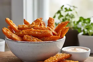 Chrupiące Pieczone Frytki z Batatów