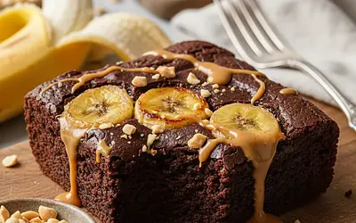 Intensywnie Czekoladowe Brownie Bananowe z Masłem Orzechowym