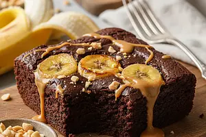 Intensely Chocolatey Banana Brownies with Peanut Butter