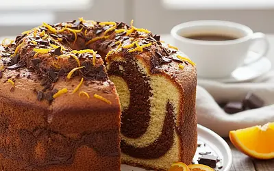 Fluffy Marble Cake with a Hint of Orange and Dark Chocolate