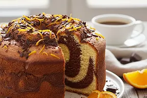 Fluffy Marble Cake with a Hint of Orange and Dark Chocolate