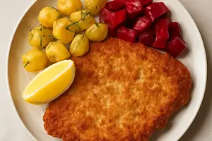 Schabowy z ziemniakami i buraczkami