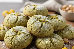 Pistacjowe Ciasteczka Crinkle z Nutą Cytryny