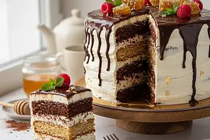 Czekoladowo-Miodowy Tort Spartak z Kremem Mascarpone