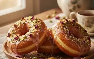Rose-Pistachio Doughnuts with a Hint of Cardamom (Grandma Zosia's Secret Recipe)